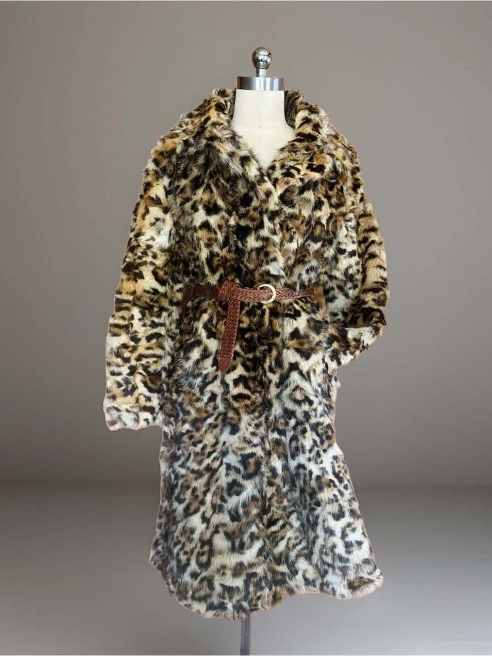 BEAUTIFUL STROLLER LENGTH WILDCAT LEOPARD CHEETAH PRINTED MINK FUR COAT